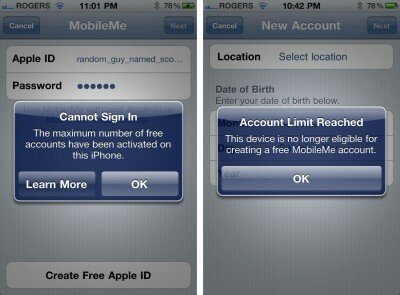 Apple sólo permite 3 cuentas de Mobileme gratuitas por iPhone 4, find my iphone account limit 400x295