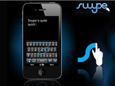 Swype beta se actualiza versión 0.2.0 y añade una línea azul siguiendo las letras [cydia], iPhone393