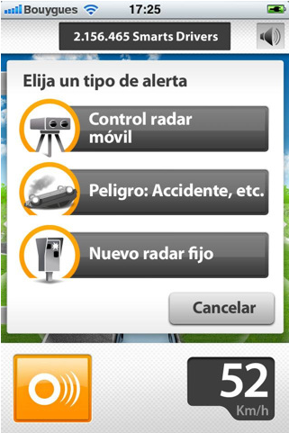 Wikango HD, el avisador de radares móviles definitivo [ App Store ], tipo de alerta